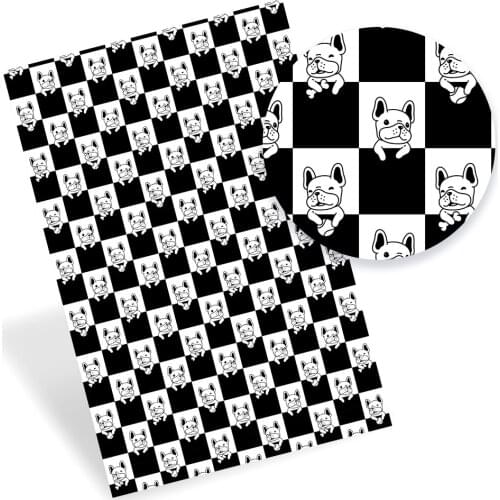 Faux Leather Sheets Cartoon Cute Dogs Printed Synthetic Leather Fabric for Sewing Bows Making DIY Crafts Supplies 22*30cm/A4 1pc