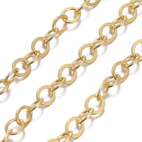 10m/roll Brass Flat Oval Cable Chains Link Chain Unwelded with Spool for Jewelry Making DIY Bracelet Necklace 3.5x3x0.5mm
