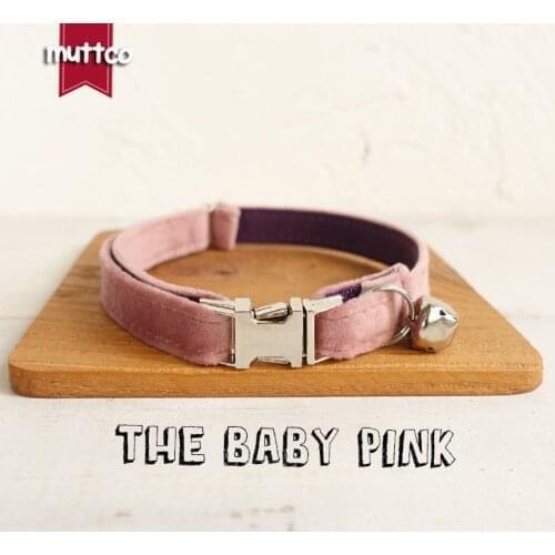 10pcs/lot MUTTCO Adjustable cat collar THE BABY PINK handmade pet products 2 sizes metal buckle double cloth cat collar UCC080