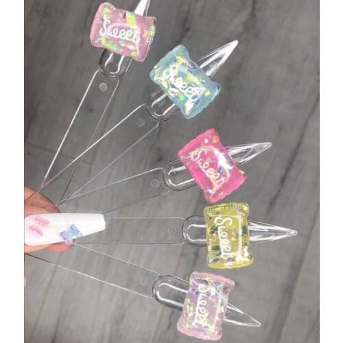 10Pcs Sweet Candy 3D Nail Charms 17*25mm Cabochon Kawaii Flatback Candy Resin Nail Art Decorations Nail Supplies Accessories