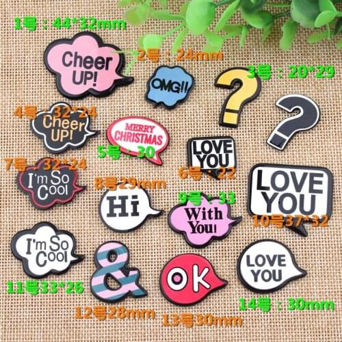 10pcs Mix English words love You graffiti patch collar pin brooch badge jewelry accessories acrylic paster DIY hairpin material