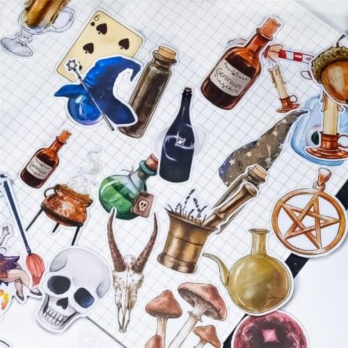 30pcs Hand drawing Magic Bottle Stickers Crafts And Scrapbooking Decorative thin paper Sticker Lovely DIY Stationery