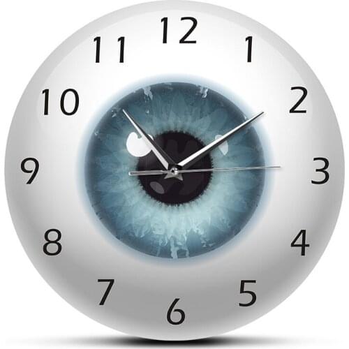 30cm Acrylic Eyeball Frameless Wall Clock Decorative Wall Clock with Arabic Numerals for Office Kitchen Bedroom Eye Clinic