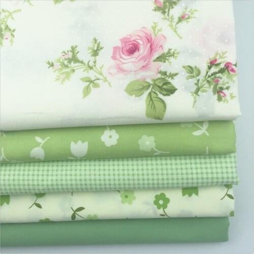 40*50CM 5PCS New Green Floral Printed Cotton Fabric Telas Bundle DIY Patchwork Sewing Baby Toy Material Quilting Bedding Tecido