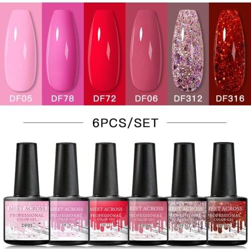 6/23/24 Pcs Gel Nail Polish Set 136Color Glitter Semi Permanent Hybrid Gel Varnish Base Top Coat Soak Off UV LED Nail Art