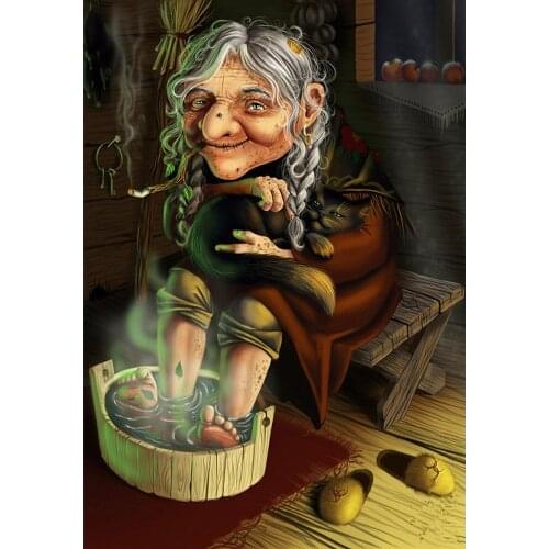 5D DIY Resin Diamond Painting Cross Stitch Leisurely grandmother in the foot bath Diamond Embroidery Diamond Mosaic home decot