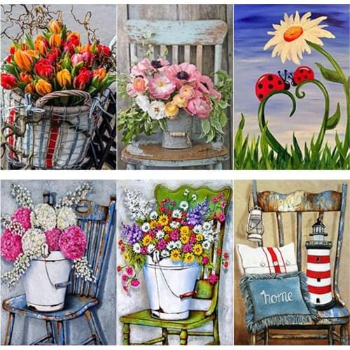 New 5D DIY Diamond Painting Flower Diamond Embroidery Full Square Round Drill Rhinestones Crafts Scenery Home Decor Art Gift