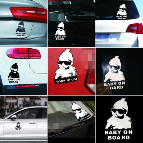 Car Sticker 14*9CM New Funny Reflective Sunglasses Child Stickers for Ford Focus Fusion Escort Kuga Ecosport Fiesta Falcon EDGE