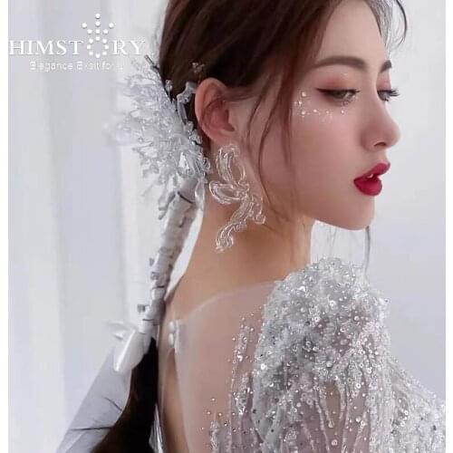 Himstory Handmade Ice Crystal Flower Wedding Hairpins Girls Evening Dress Dance Party Bridal Hair Accessories
