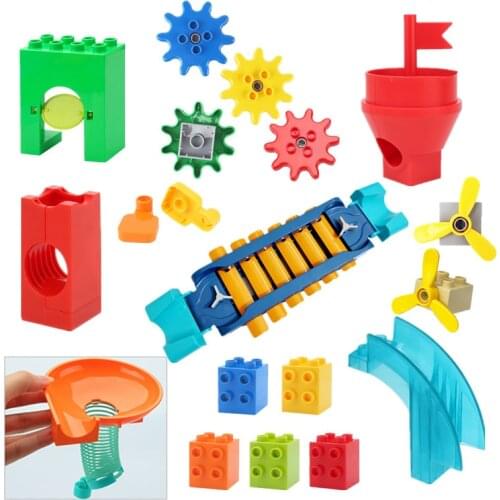NEW Big Size Marble Race Running Ball Maze Track Piano Slide Catapult Spring Rotation Funnel Building Block Parts Compatible