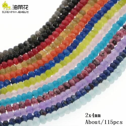 Natural 2x4mm Multicolor Stones Facet Wheel Loose Beads DIY Women Gift Bracelet Necklace Jewelry Accessories Wholesale Prices