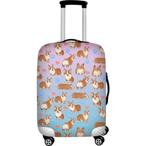 TWOHEARTSGIRL Colorful Corgi Thick Luggage Protective Covers Stretch Suitcase 3D Print Kids Trolley Cases Cover for 18-30 inch