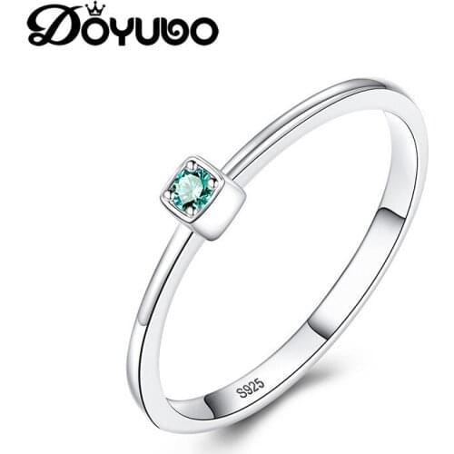 DOYUBO 2019 NEW Design Fashion Jewelry Simple Women Engagement Ring 925 Sterling Silver 5A Zircon Wedding Rings Jewelry VB335