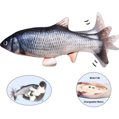 Electric Cat Toy Fish USB Charger Interactive Realistic Cat Bite Toys Supplies Kitten Fish Flop Cat Wagging Toy 30cm Long