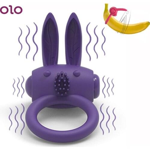 Vibrating Penis Ring Clitoris Stimulate Delay Ejaculation Sex Toy for Men Couples Orgasm Rabbit Cock Rings Male Penile Stretcher