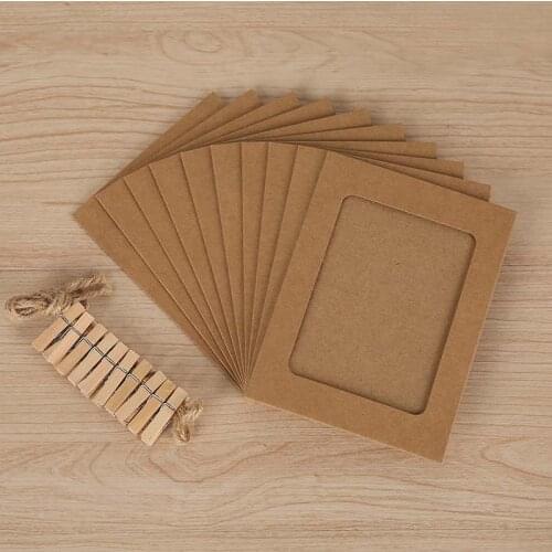 10pcs Combination Paper Photo Frame with Clips and 2 m Rope 6/7 inch Photo Wall Hanging Picture DIY Home Decoration Photo Album