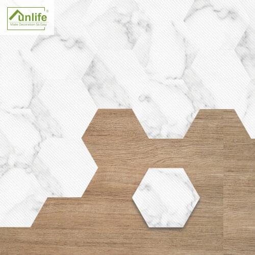 Funlife® Jazz White Marble Hexagon Floor Stickers Anti-Slip Self-Adhesive Waterproof Floor Tiles for Hotel Bathroom Kitchen Home