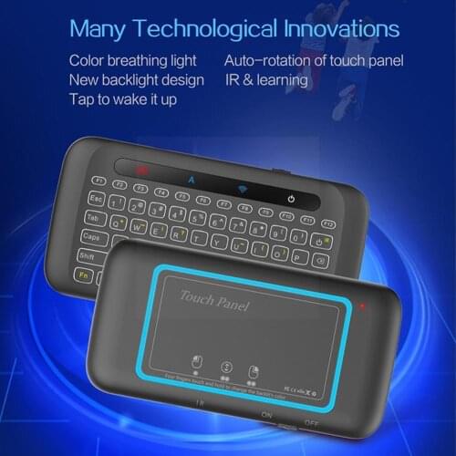 H20 Double-sided Keyboard 2.4GHz Mini Wireless Keyboard Portable Backlit Full Auto-rotating Touchpad Keyboard Screen E8G8