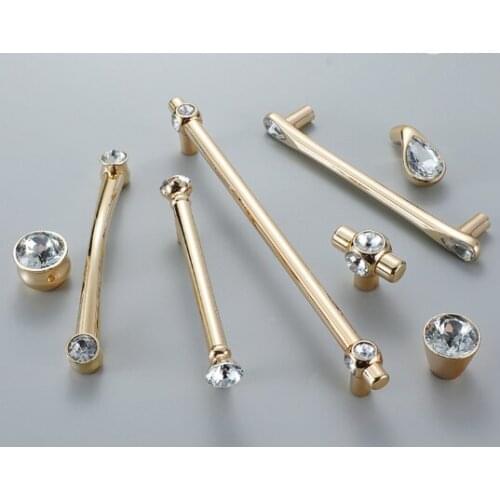 1PCS European Cabinet Crystal Handles and Knobs Wardrobe Drawer Closet Door Pulls Furniture Hardware
