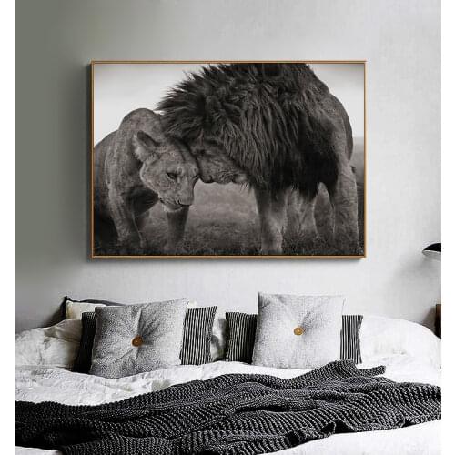 African Wild Lion Poster Black And White Animal Canvas Paintings On The Wall Art Prints Modular Picture for Living Room Decor