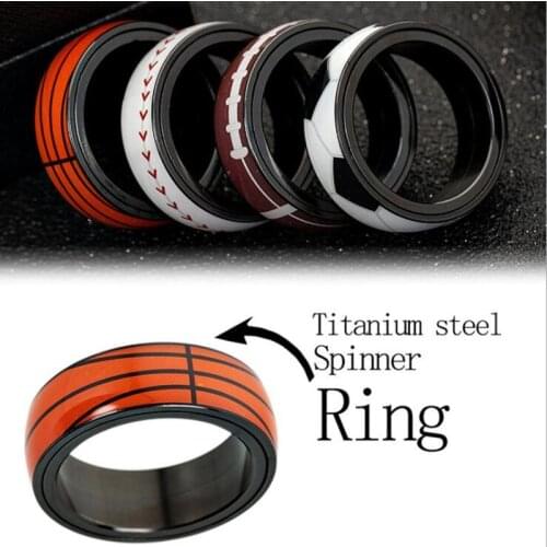 Punk cool hip-hop pop ball spinning ring for women men couples party gift stainless steel jewelry