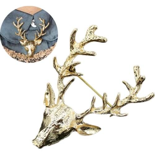 Fashion Unisex Deer Head Antlers Brooch Pin Scarf Lapel Jewelry Christmas Gift wholesale drop shipping