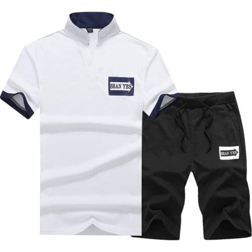 2021 Summer Mens Letter Printing Short-sleeved T-shirt Mens Casual Sports Fashion Stand-up Collar Two-piece Top Shorts Suit