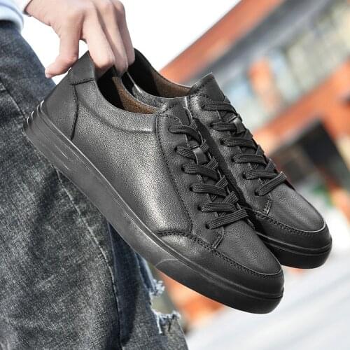 Men Genuine Leather Shoes Dress Shoes Business Black Flats Oxfords Comfortable Footwear Fashion Sneakers