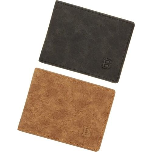 H9ED Men PU Leather Short Wallet ID Credit Card Holder Vintage Bifold Pocket Change Coin Business Purse