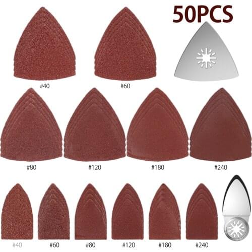 50pcs Mix Sanding Paper Grinding Kit Finger Polishing Pad Velcro Triangle Sand Pad Sandpaper Power Rotary Tools Accessories