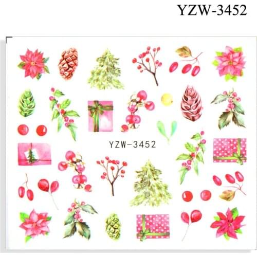 New Water Nail Sticker Pine Nuts Wild Fruit Flower Decals Design For Manicure Sliders Nail Art Decorations Nails Accessories