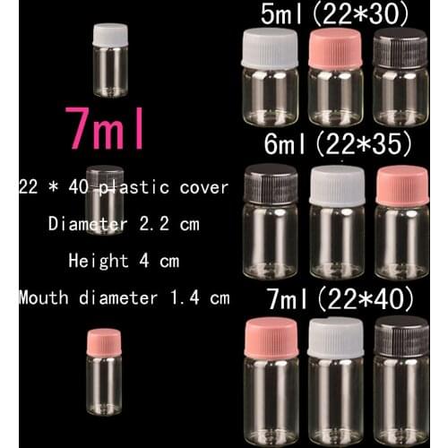 Wholesale 200pcs/lot 7ml (22*40*14mm) Diameter 22 mm transparent plastic cover glass bottle ,wishing bottle