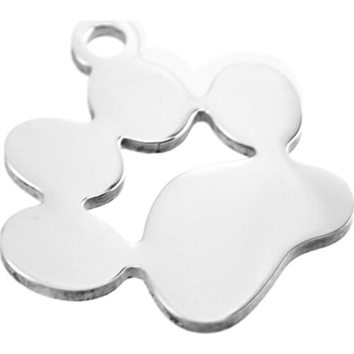 Dog paw Charms Cat paw Pendants for Pet DIY necklace print Both sides mirror polish Stainless steel wholesale 10pcs