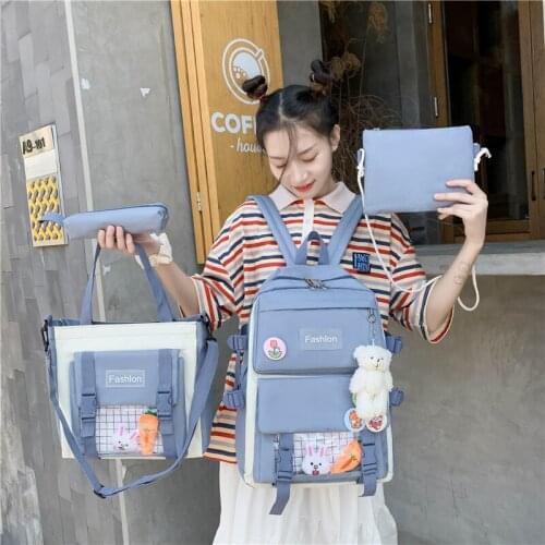 4Pcs/set School Backpacks Lovely School Bags for Teenage Girls 2021 Cut Bear Women Bookbags Students Travel Shoulder Bags Female