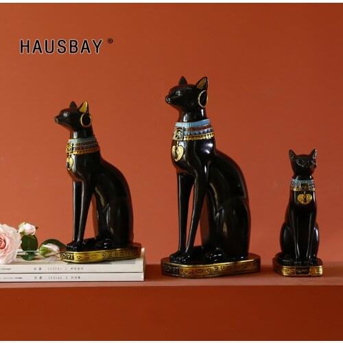 Resin Cat Statue Crafts Egyptian Cat God Ornament Home Decor Creative Gifts Home Fengshui Lucky Crafts Animal sculpture 05395