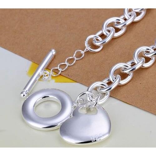 Special offer 925 sterling silver romantic heart Pendant Bracelet for women popular Wedding party Christmas Gift fashion Jewelry