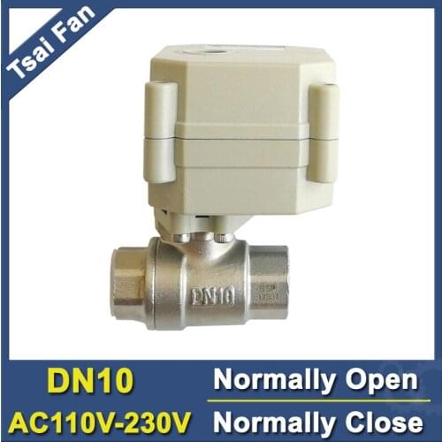 TF10-S2-C Stainless Steel DN10 BSP/NPT 3/8'' Normally Open Normally Closed Valve AC110-230V Actuated Valve CE IP67 Metal Gear