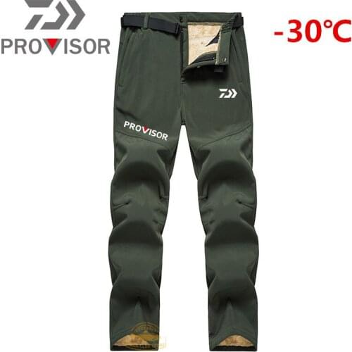 Daiwa Waterproof Winter Thermal Fleece Male Snow Pants Men Hiking Long Shorts Ski Trousers Windproof Fishing Skiing Pants