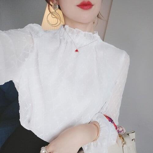 Women Blouse Womens White Chiffon Shirt for Autumn Winter Blusas Ropa De Mujer