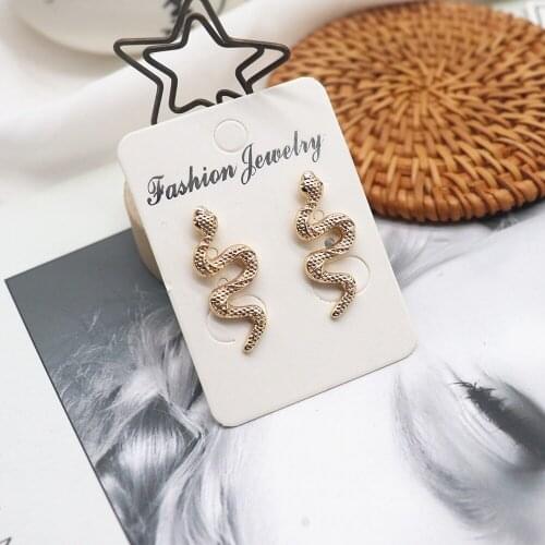 Unique Long Drop Earrings Snake Pendant Metal Dangle Earrings Ladies Jewelry Animal Design Eardrop Fashion Gold Bijoux