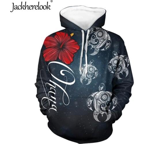 Jackherelook Women Hoodies Casual Long Sleeve Tops Hawaii Turtle Hibiscus Polynesain Tribal Print Oversize Streetwear Sweatshirt