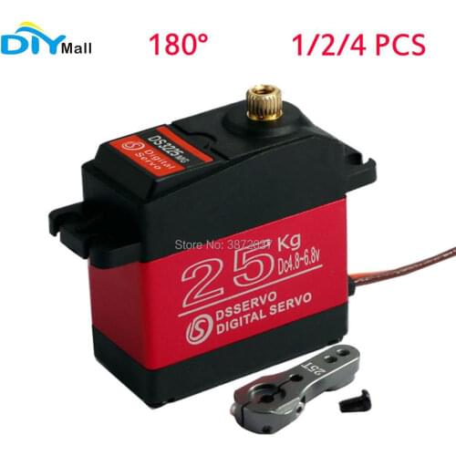1/2/4pcs DIYmall 180° 180 Degree DS3225 25KG Large Torque Digital Servo Full Metal Gear Waterproof Red