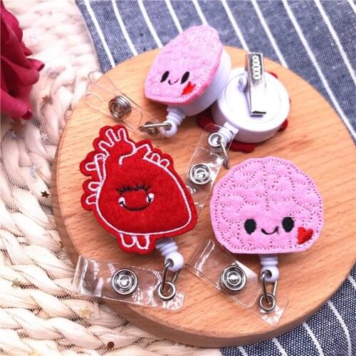 1PC Doctors Nurse Office Brain Badge Reel Badge Holder Clip Retractable ID Badge Holder with 360 Rotating Alligator Clip Keyring