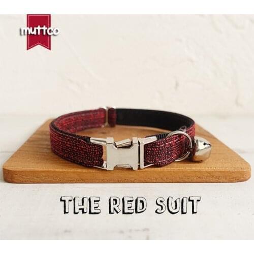 10pcs/lot MUTTCO retailing handsome handmade collar THE RED SUIT unique design cat collar 2 sizes UCC006