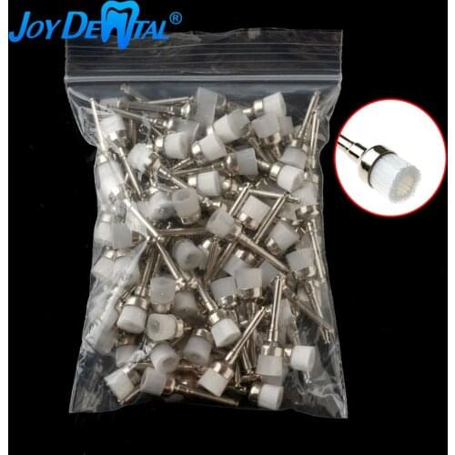 100pcs/Box Dental Prophy Polishing Brush White Nylon Bowl Shape Single Use for Stain Removal