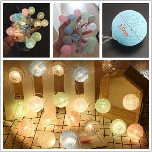 20 LED Cotton Ball Garland String Lights Christmas Fairy Lighting Strings for Outdoor Holiday Wedding Xmas Party Home Decoration