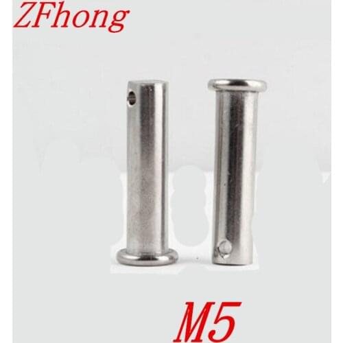 20pcs M5*10/12/16/20/25/30/35/40/45/50/55/60 stainless steel clevis Pin with head Flat head cylindrical pin with hole