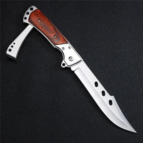 30CM Outdoor Tactical Camping Hunting Survival Pocket Quick Folding Knife Camping 58HRC 7cr13 Blade Portable Wood Handle Knives