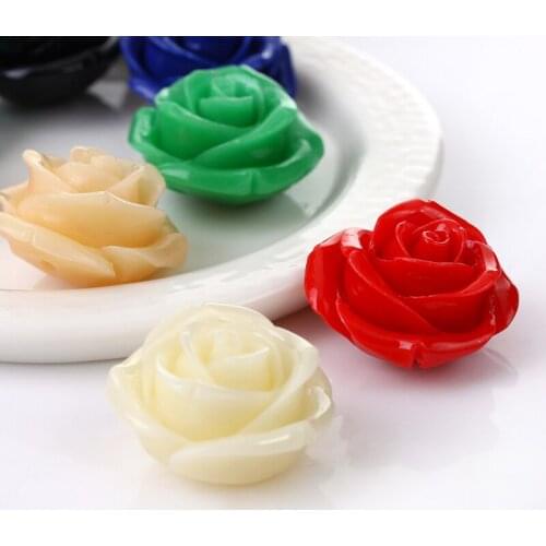 8pcs/lot 24mm Mixed Color Synthetic Rose Coral Flower Spacer Beads DIY Craft Accessories,Hole:Approx 2.0mm