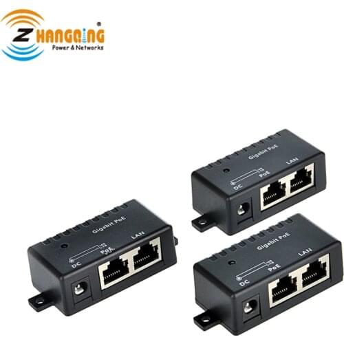 802.3af PoE injector PoE splitter Gigabit 24V 48V passive injector with 2.1x5.5mm DC RJ-45 connector for IP Camera VOIP Phones